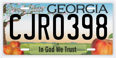 GA license plate CJR0398