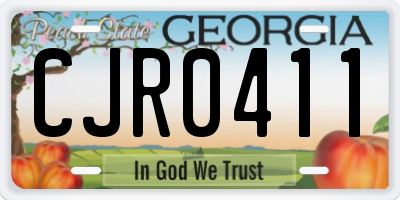 GA license plate CJR0411