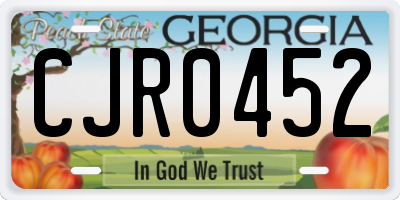 GA license plate CJR0452