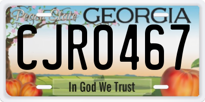 GA license plate CJR0467