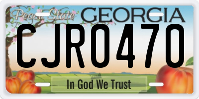 GA license plate CJR0470