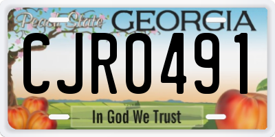 GA license plate CJR0491