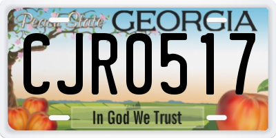 GA license plate CJR0517