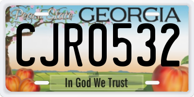 GA license plate CJR0532