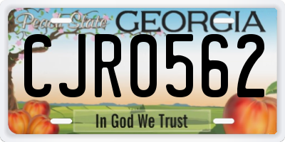 GA license plate CJR0562