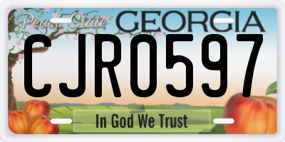 GA license plate CJR0597