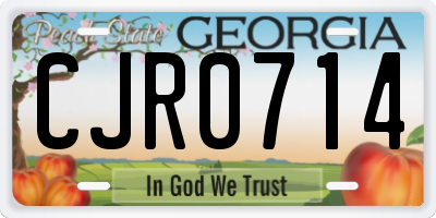 GA license plate CJR0714