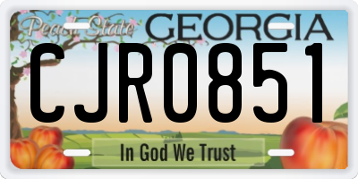 GA license plate CJR0851