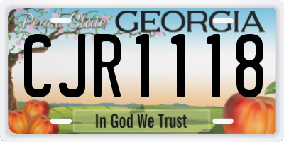 GA license plate CJR1118
