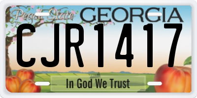 GA license plate CJR1417