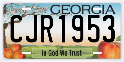 GA license plate CJR1953