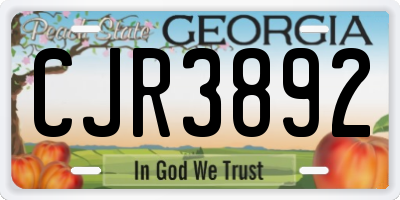 GA license plate CJR3892