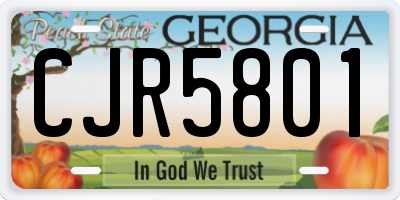 GA license plate CJR5801