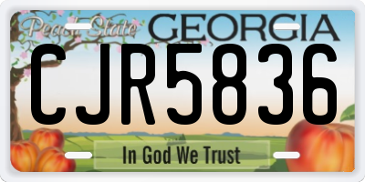 GA license plate CJR5836