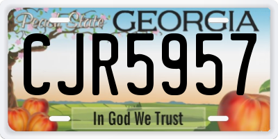 GA license plate CJR5957