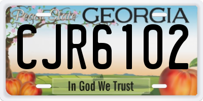 GA license plate CJR6102
