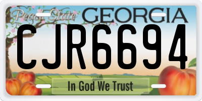 GA license plate CJR6694