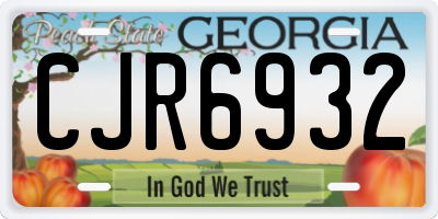GA license plate CJR6932