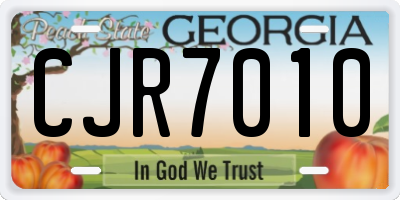 GA license plate CJR7010