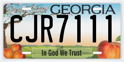 GA license plate CJR7111
