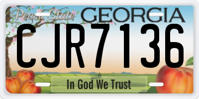 GA license plate CJR7136