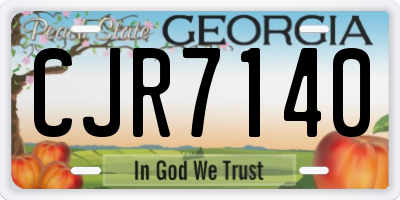 GA license plate CJR7140