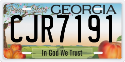 GA license plate CJR7191