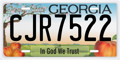 GA license plate CJR7522