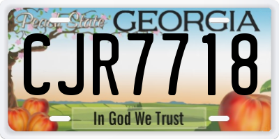 GA license plate CJR7718