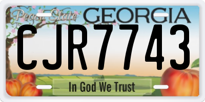 GA license plate CJR7743