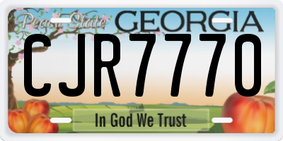 GA license plate CJR7770