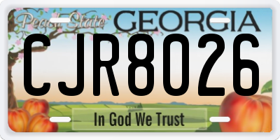 GA license plate CJR8026