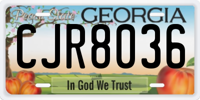 GA license plate CJR8036