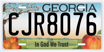GA license plate CJR8076