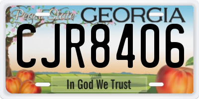 GA license plate CJR8406