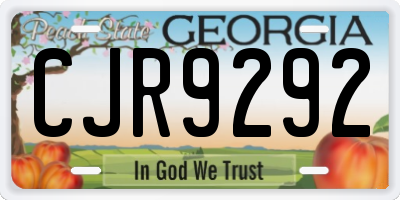 GA license plate CJR9292