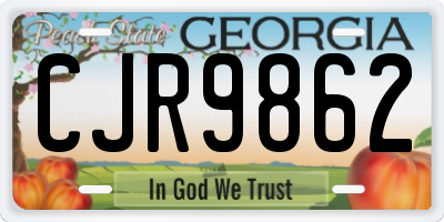 GA license plate CJR9862