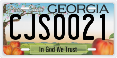 GA license plate CJS0021