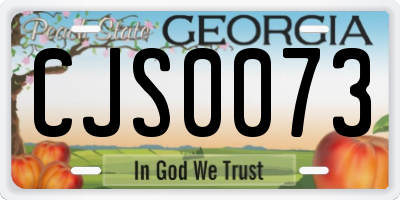 GA license plate CJS0073