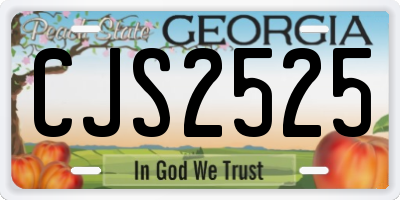 GA license plate CJS2525