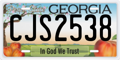 GA license plate CJS2538
