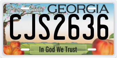 GA license plate CJS2636
