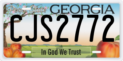 GA license plate CJS2772