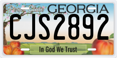 GA license plate CJS2892