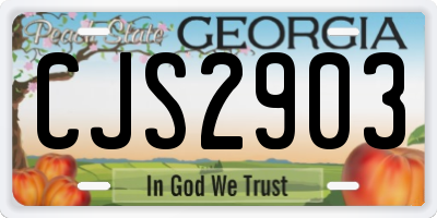 GA license plate CJS2903