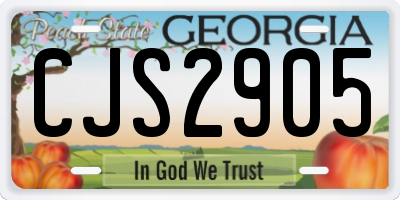GA license plate CJS2905