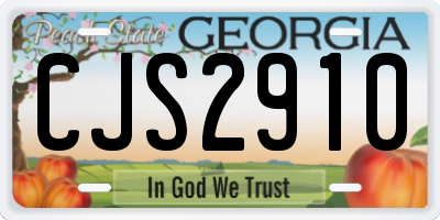 GA license plate CJS2910
