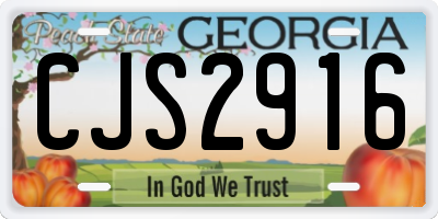 GA license plate CJS2916