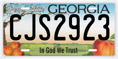 GA license plate CJS2923