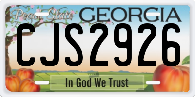 GA license plate CJS2926